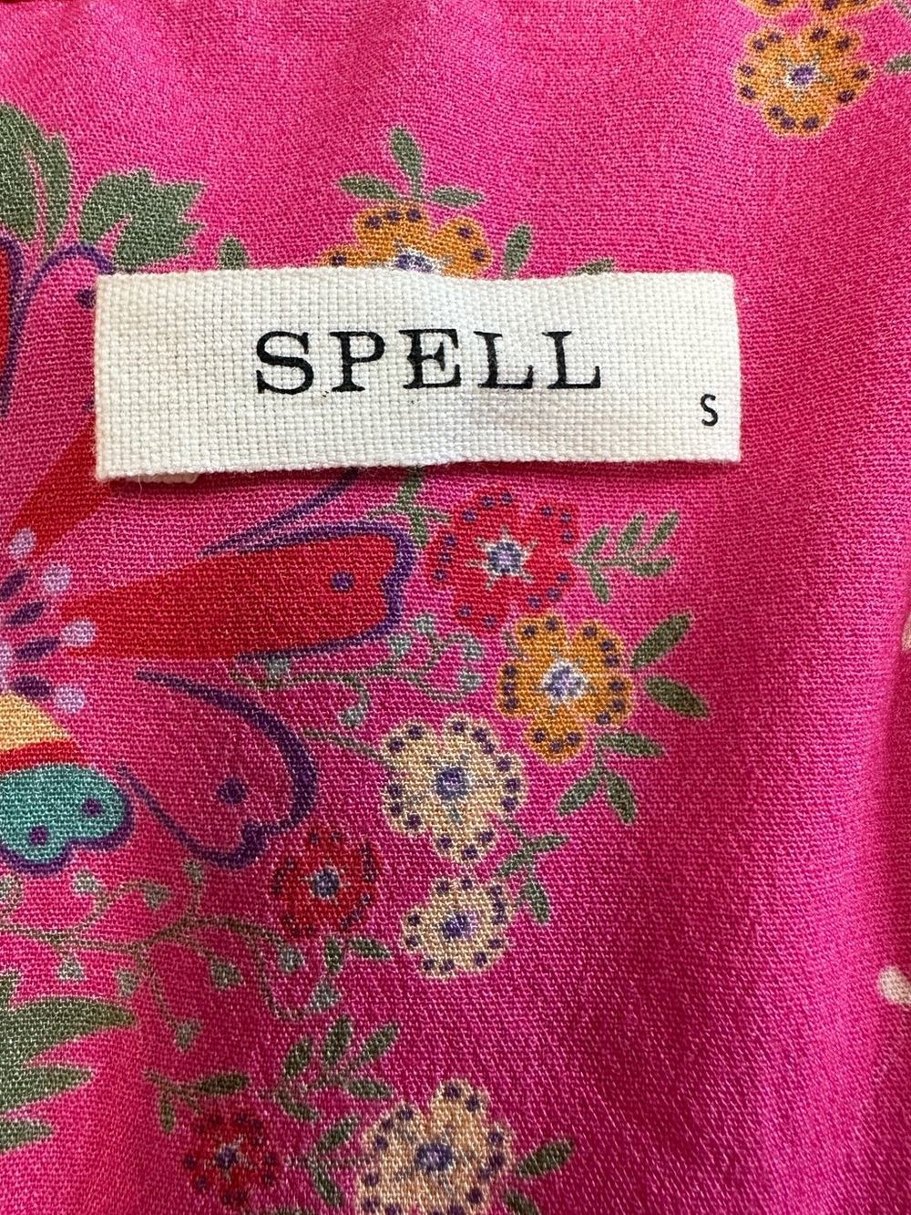 Spell Red & Pink Floral Midi Dress | Size Small - Picture 11 of 12